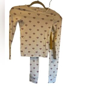 NWT SKIMS kids pajama set MARBLE HEART BANNER Size 7